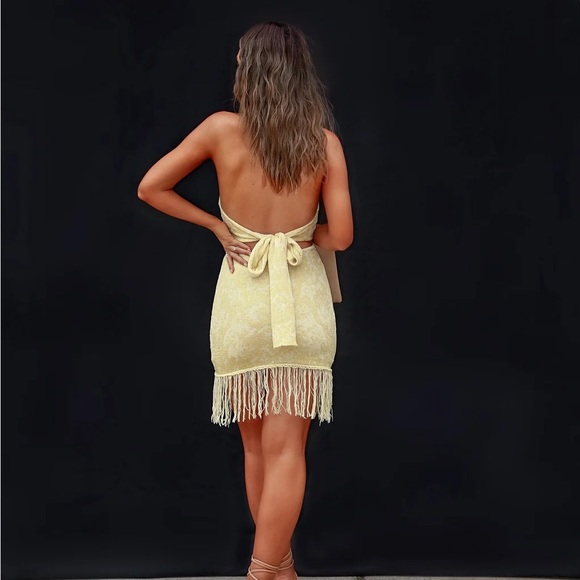 NWT Lush  Miami Bound Knit Halter Fringe Hem Mini Dress - Picture 4 of 11